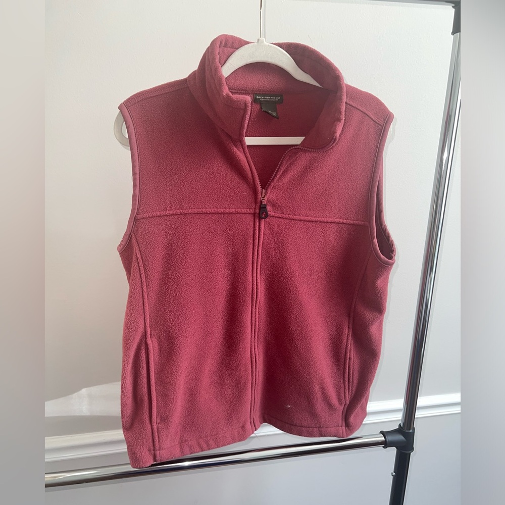 pink fleece sleeveless vest